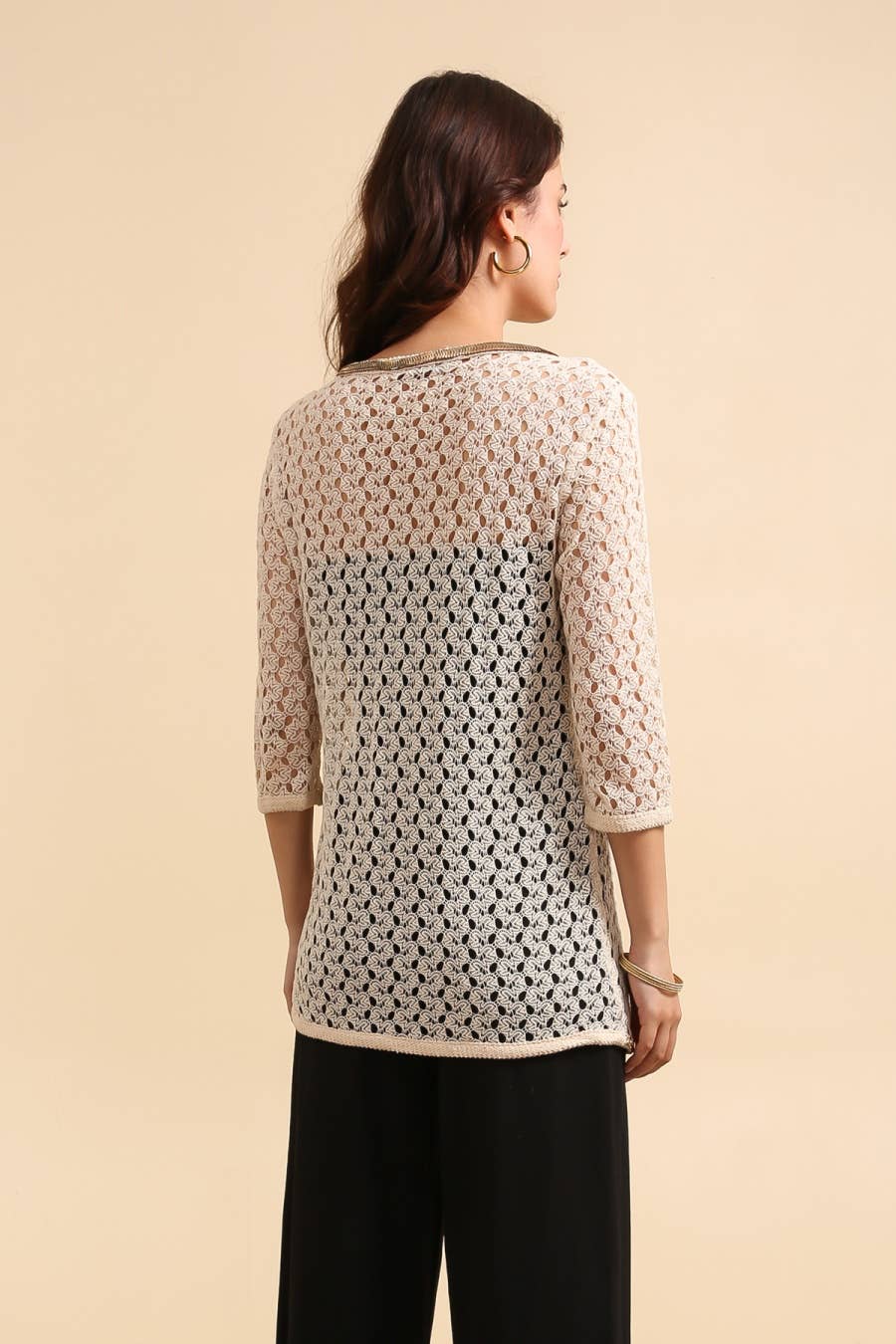 CHOKLATE PARIS – wholesale Pullovertröja - Dam – Väst med gyllene dekorativt virkat mönster - 80443-13