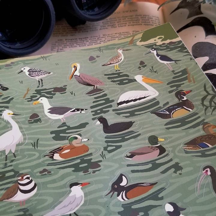 River Birds Sticker Sheet for wholesale by Lucky Dewdrop Designs