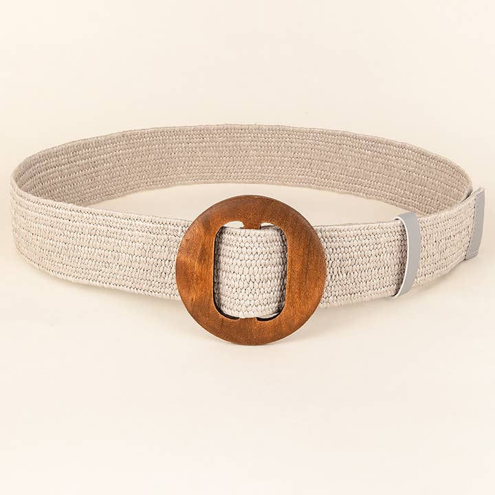 ACCITY - Wholesale Belt - Women's - NEW ROUND WOODEN BUCKLE STRAW BELT_CWABE04521