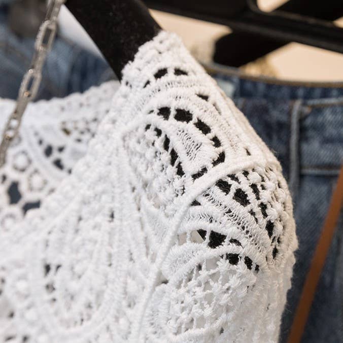 HIDDENBRAND - Wholesale T-Shirt - Women's - Bohemia Crochet Lace bell flare sleeve tee top cover up1