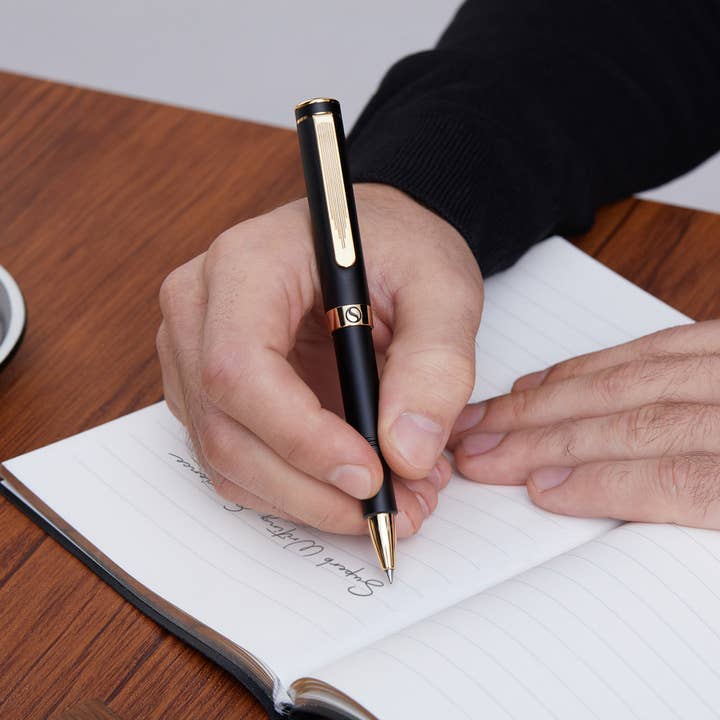 Scriveiner - Wholesale Pen - Luxury EDC Black Gold Rollerball Pen1