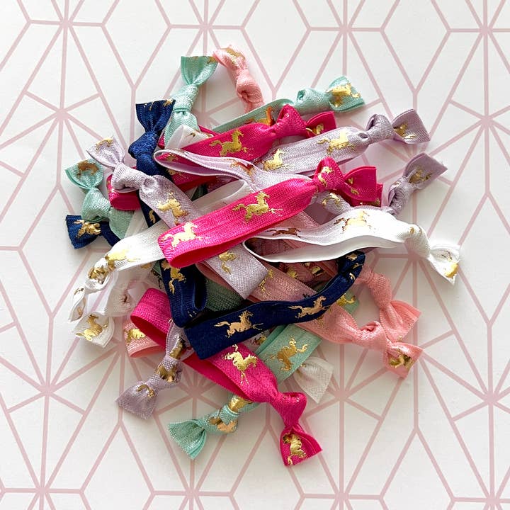 Élastiques à cheveux avec imprimé cheval en feuille d'or - Couleurs assorties pour la vente par Three Girls Shop