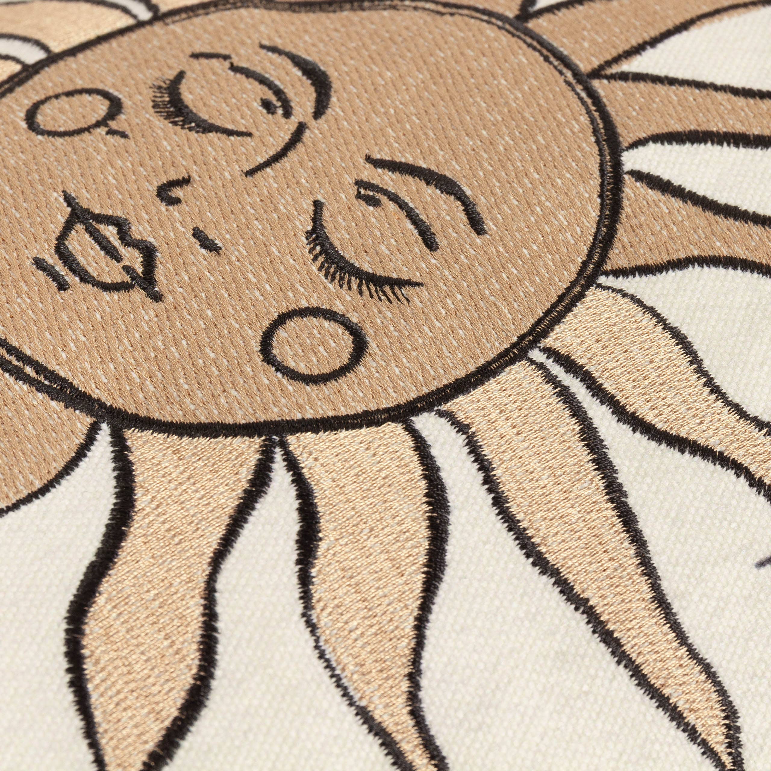 LINEN BLACK Celestial Stories Embroidered Velvet Cushion Linen/Black for wholesale on Faire3