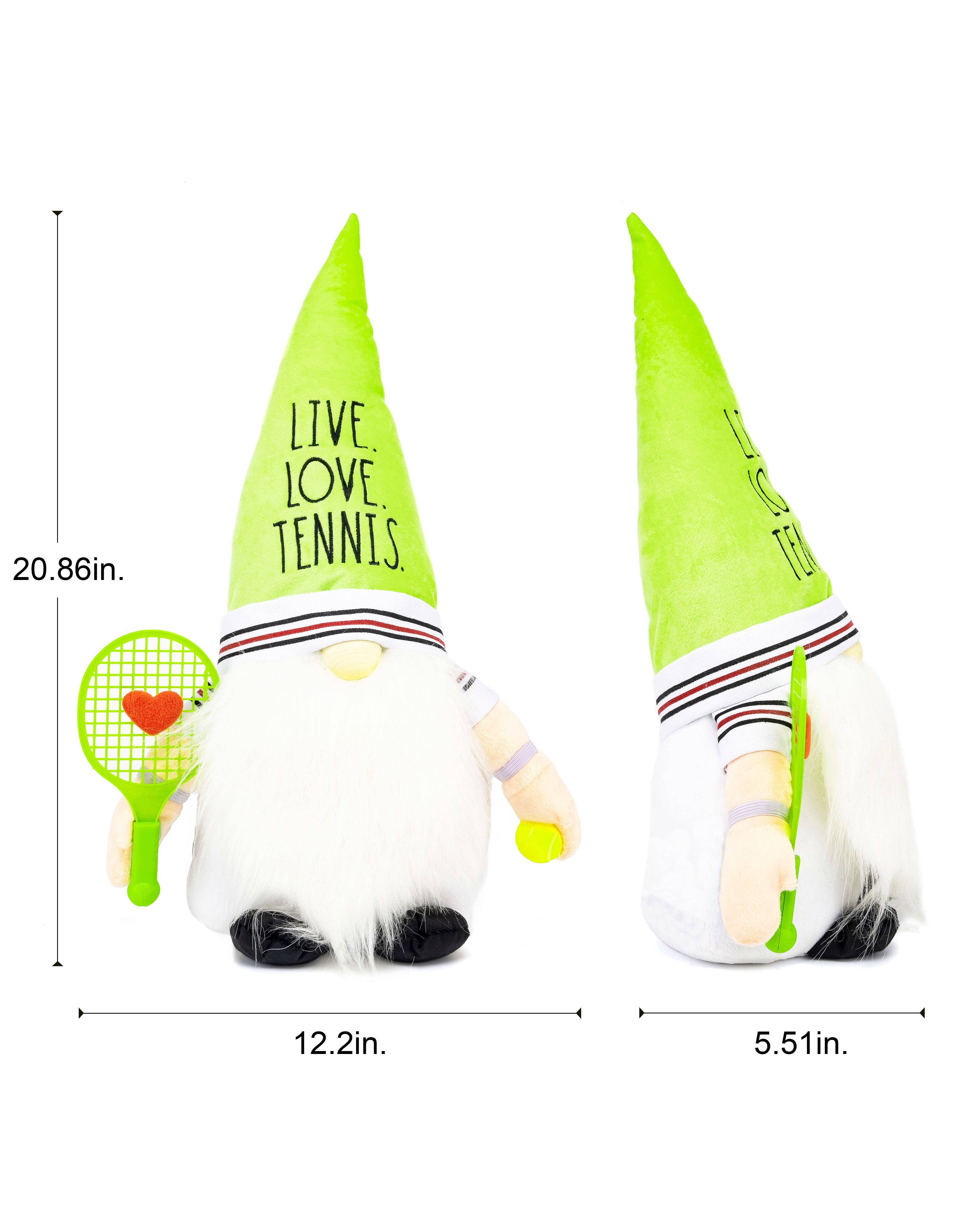 DesignStyles Home – wholesale Dekorativt bordsobjekt – Rae Dunn Tennis Gnome ”Live and Love” Tennisinredning och present1