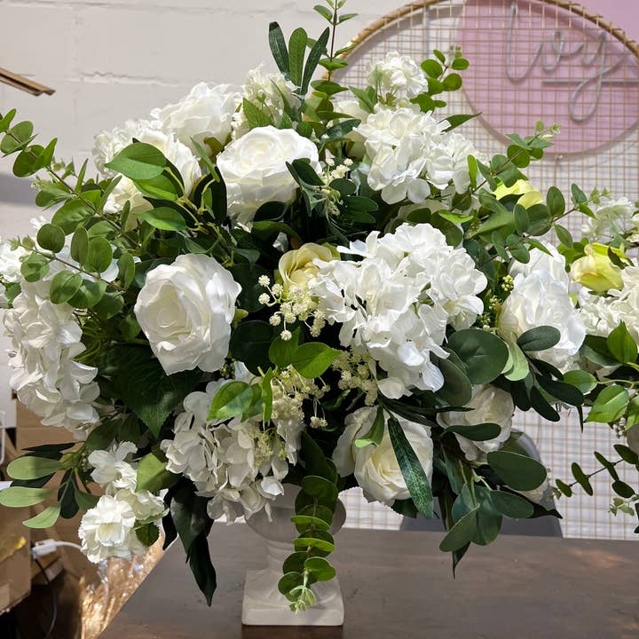IVY CRUZ - Wholesale Artificial Flowers - Wedding Flower Urn, Church Flower Urn, Flower Centrepiece