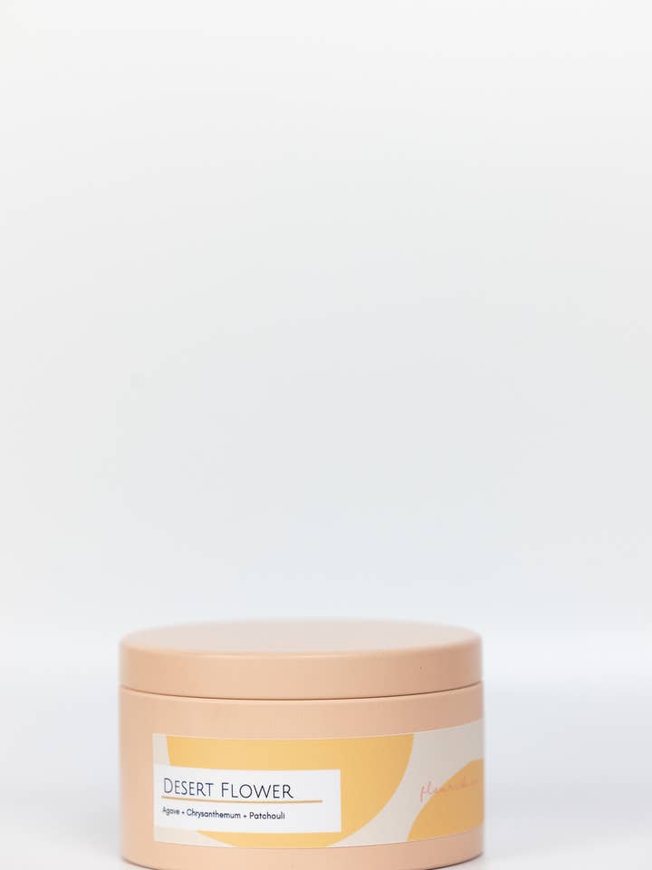 Soy Candle | 6 oz | Peach Tin | Grapefruit + Mangosteen for wholesale by The Fleurish Co