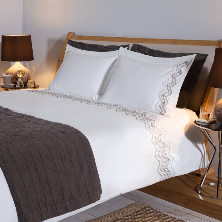 Ensemble de housse de couette | Rayas - Écru | Bambou & Coton pour la vente par Pure Harmony