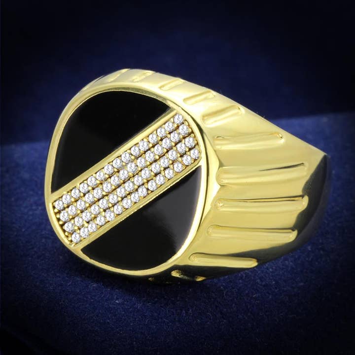 TS235 - Gold Ring aus 925er Sterlingsilber mit AAA-Klasse CZ in klar für den Großhandel von Alamode