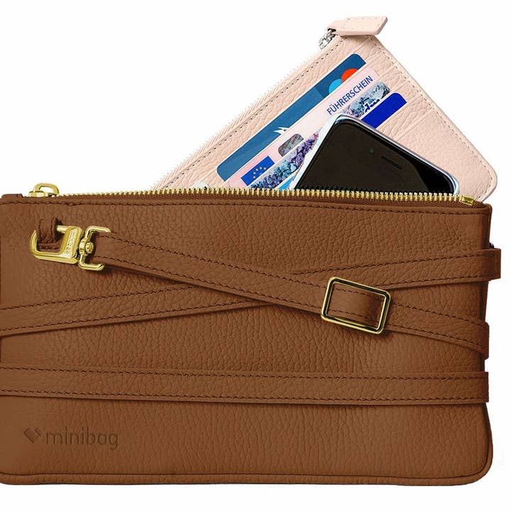 Minibag cognac GOLD (GOLD Metallteile) for engroshandel hos Minibag