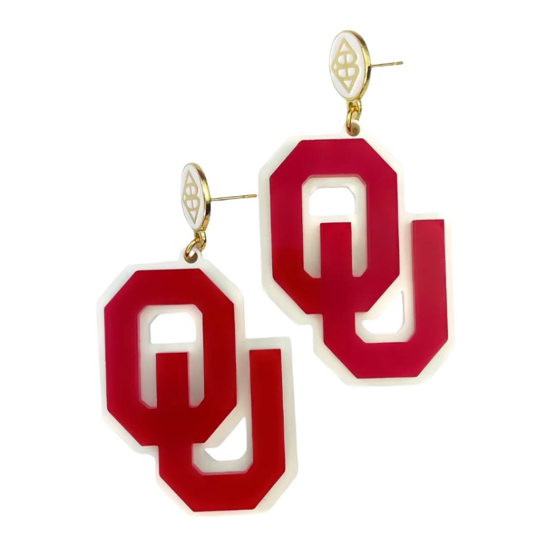 Brianna Cannon - Wholesale Hangende/ronde oorbellen - Oklahoma Crimson en White OU Oorbellen0