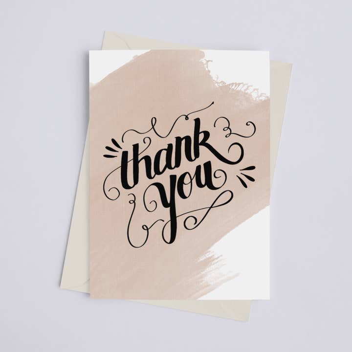 Biglietto di auguri Thank You Watercolor per la vendita all'ingrosso da parte di Black Cat Bazaar