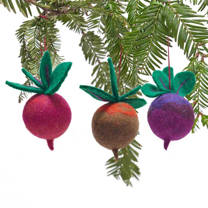 rockflowerpaper - Wholesale Ornament Set - BEETS Felt Ornaments - 3 pc assortment