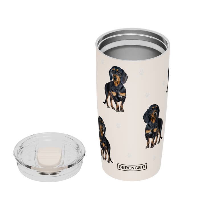 E&S Pets - Wholesale Insulated Mug/Tumbler - 3D Printed - Black Dachshund - Tumbler, Leak-Proof, Durable