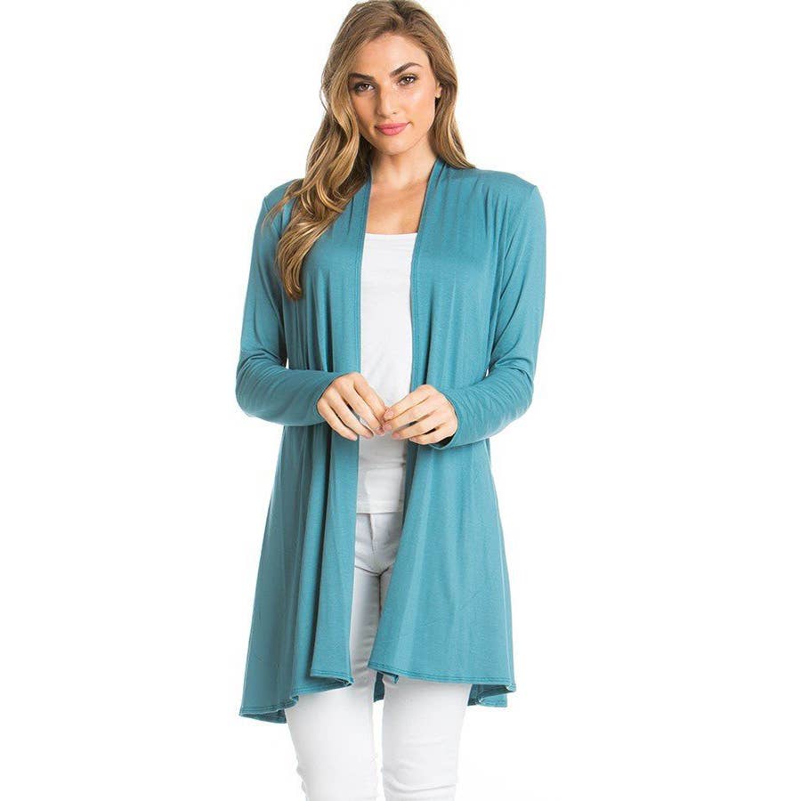Azules Clothing - Venta al por mayor Cárdigan - Mujer - Cárdigan drapeado de manga larga con parte delantera abierta22