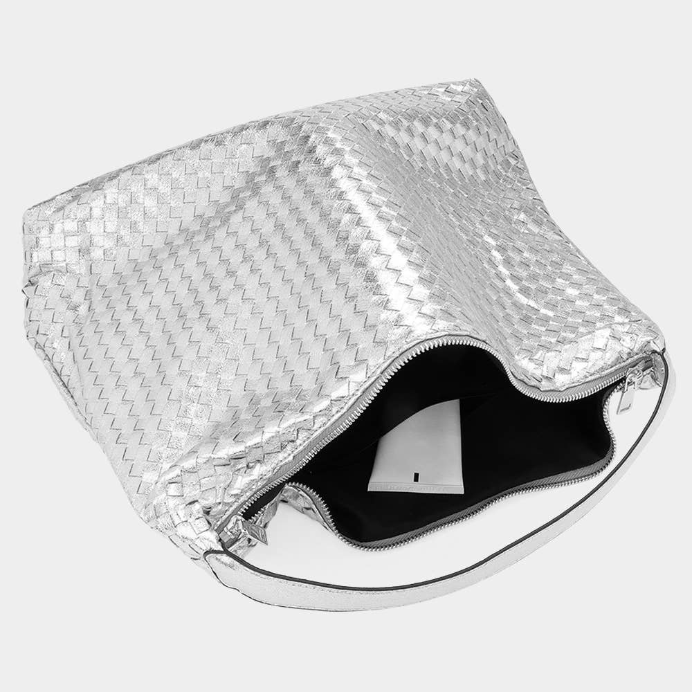 Sensibling Corp. - Vente Sac porté épaule – femme - Sac à bandoulière tressé en similicuir brillant6