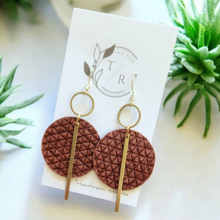 Twig & Rue boutique - Wholesale Dangle Earrings - Jude| Embossed Leather Collection