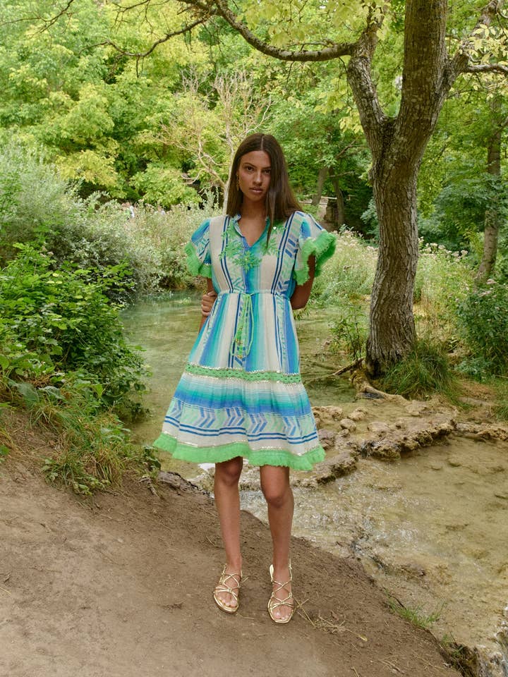 Piti Cuiti – Engroshandel Kjole - Dame – FRIDA AQUA KORT KJOLE0