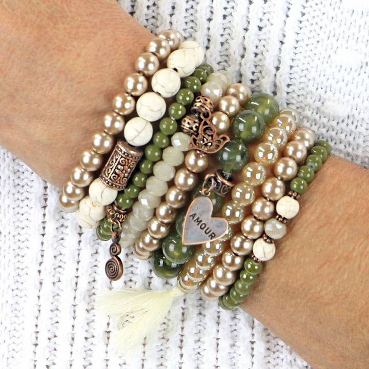 Bohemian Bracelets - Wholesale Jewelry Set - Handmade Beaded Bracelets Set in Earthy & Copper Tones2