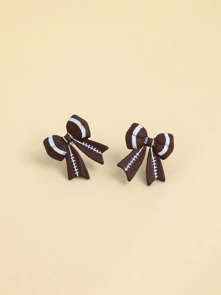 Touch of Cheer Football Bow Earrings for wholesale by Sessori