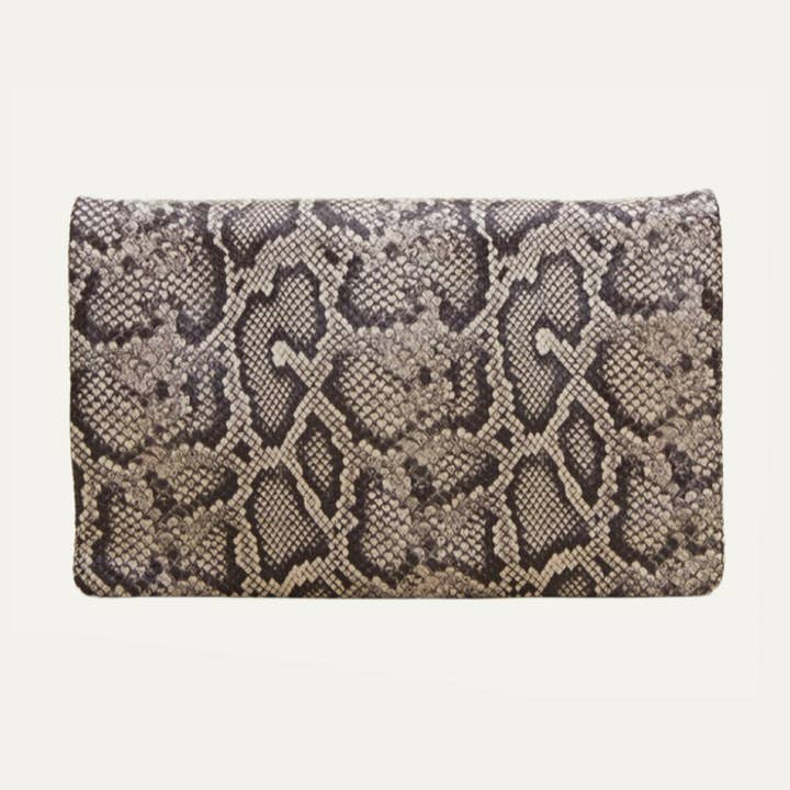 Sac à ceinture | Cuir beige et marron à imprimé serpent « The Stevie » pour la vente par Paulyjen