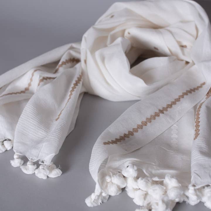 Storie – wholesale Scarf – Women's – Dupatta Shawl, White Ghicha2