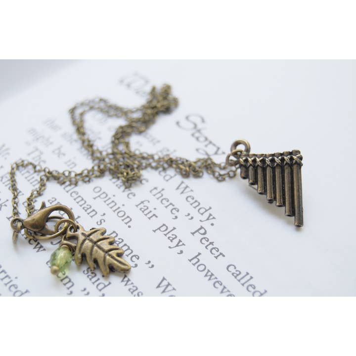Enchanted Leaves - Wholesale Pendant/Charm Necklace - 18" Peter Pan Flute Pipes Necklace
