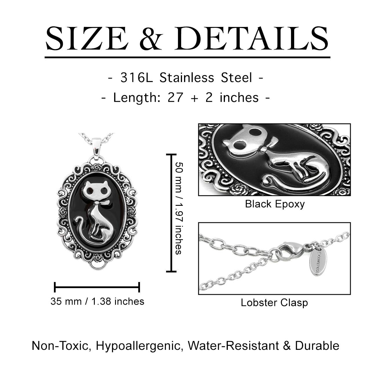 Controse - Vente Colliers à pendentif - Collier camée Controse Cat Silhouette2