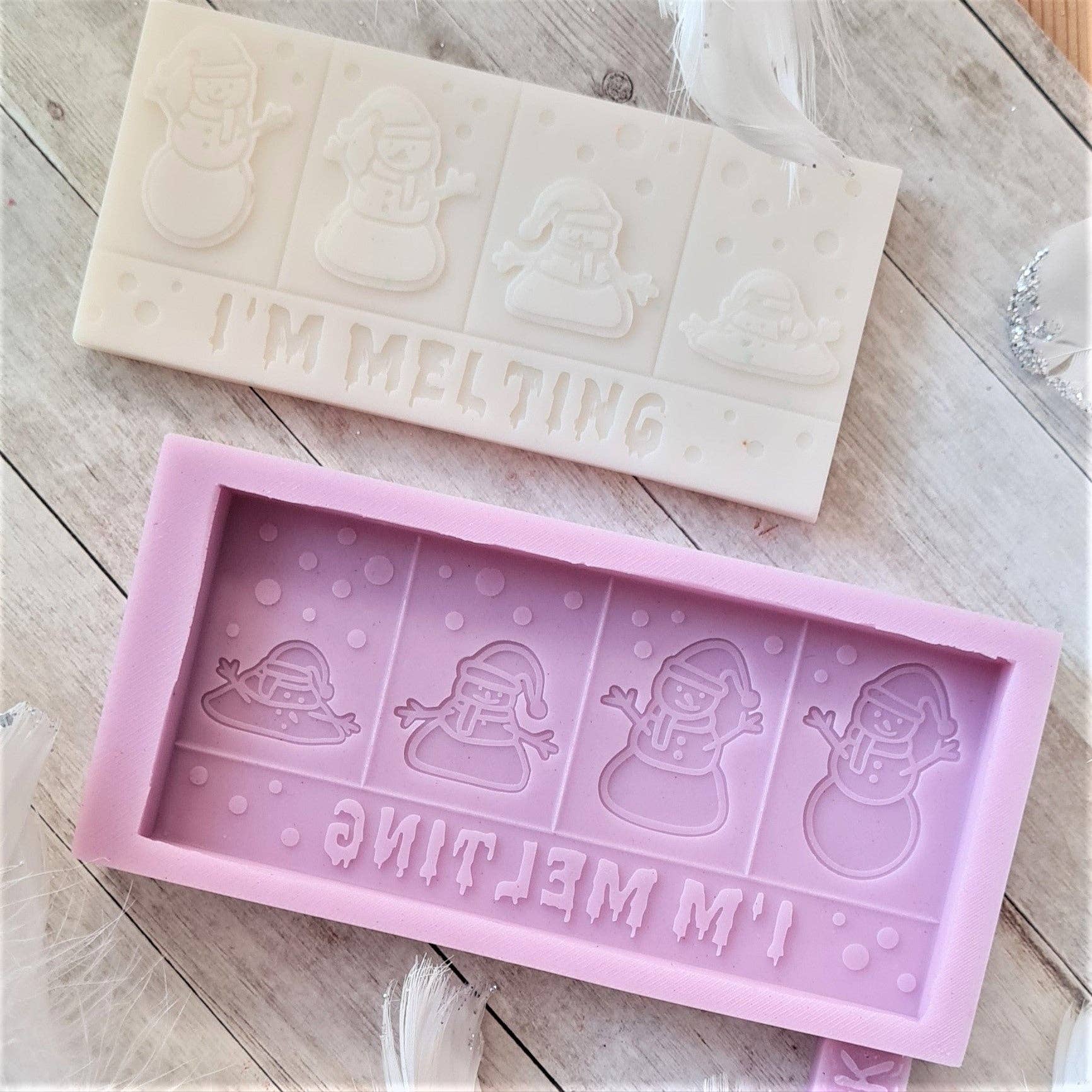 The Mould King - Wholesale Craft Supplies - I'm Melting Christmas Snowman Wax Melt Snap Bar Mould3
