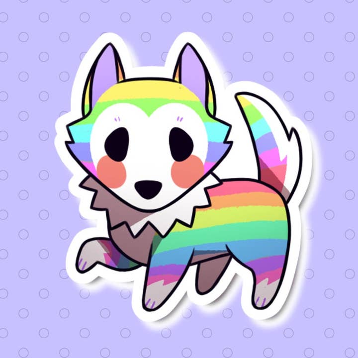 Rainbow Wolf Sticker for wholesale by Mega Kawaii Cuties