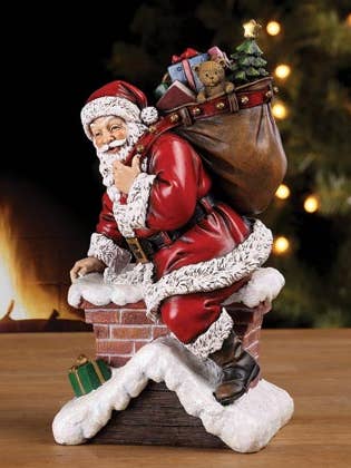 Figurine, Santa on the Chimney Item # 44996 for wholesale by Napco