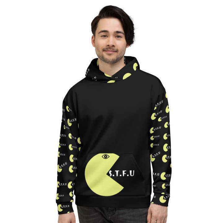 Sweat à capuche STFU Arcade - Jaune sur noir pour la vente par STFU