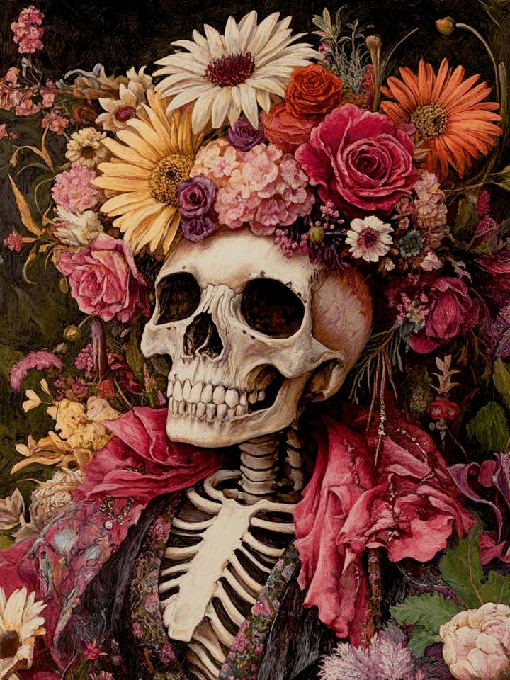 Hermosa Betty Bones - Impresiones de Arte de Calaveras y Esqueletos - Impresión de Arte de 8"x10" para Marco de 11"x14" para venta al por mayor de Mowbi