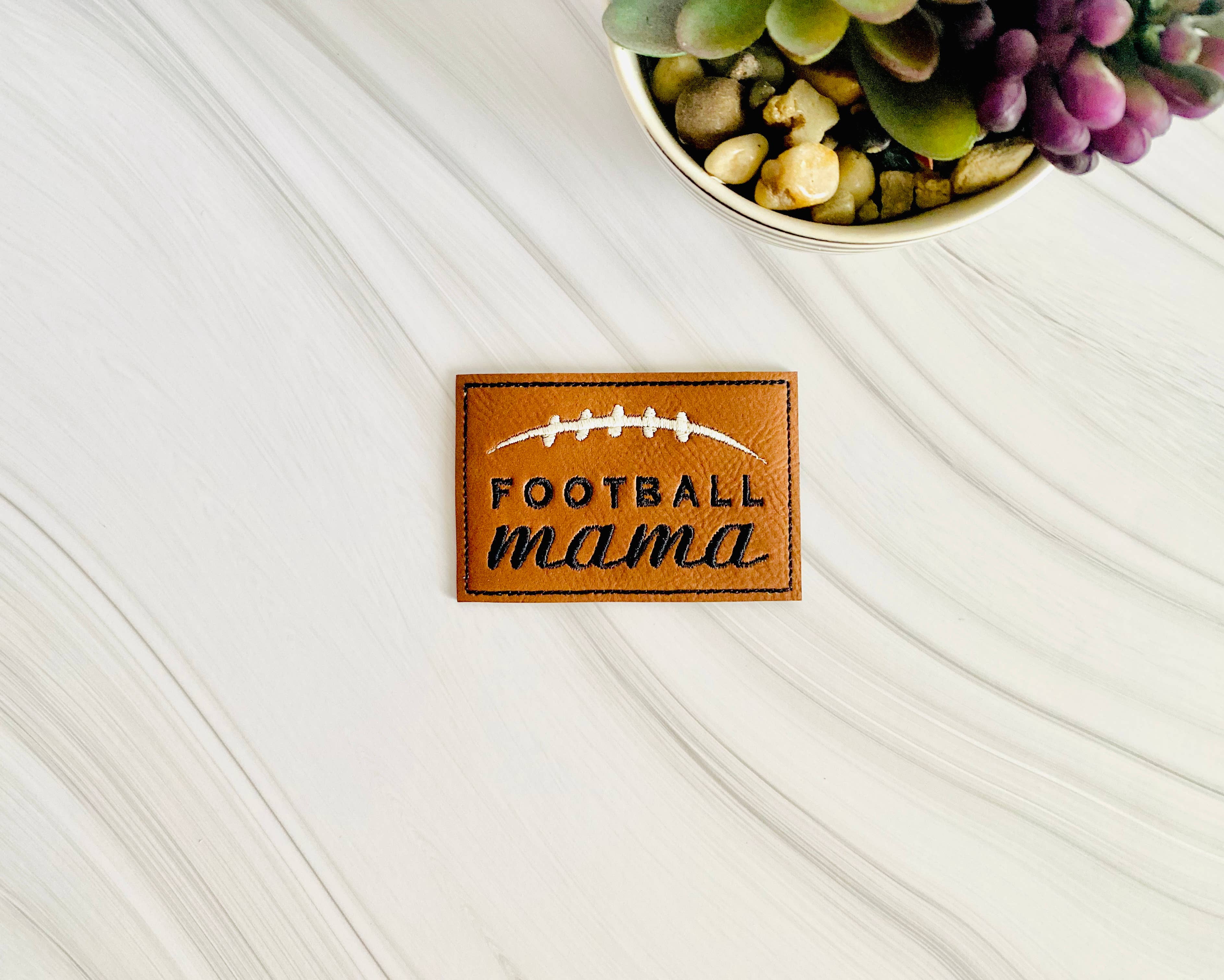 R & R Stitched - Wholesale Patch - Football Mama embroidered leather hat patch0