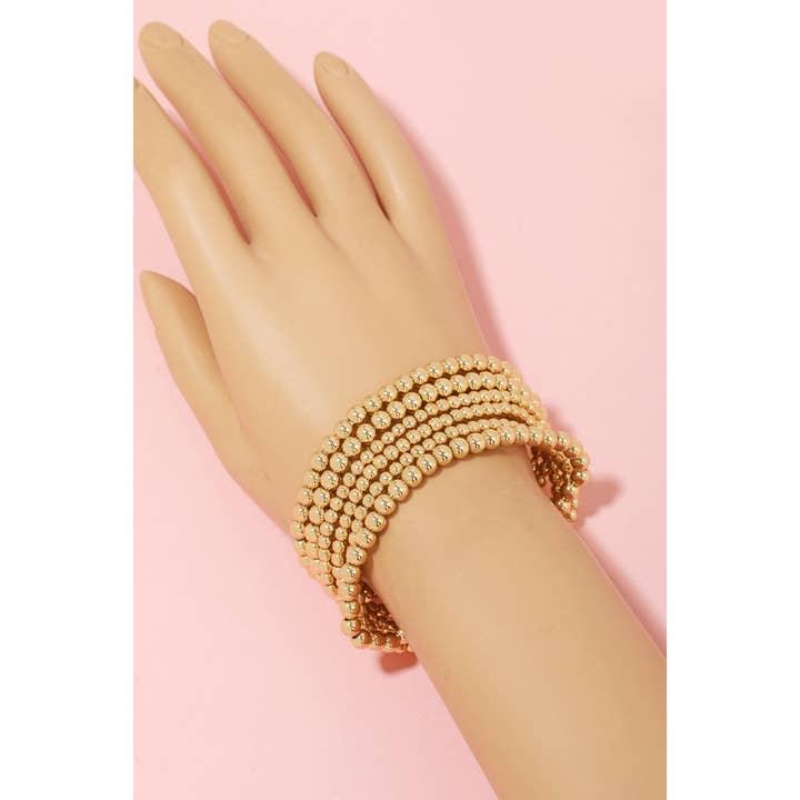 Anarchy Street - Wholesale Beaded Bracelet - Gold Dipped Ball Bead Bracelet Set