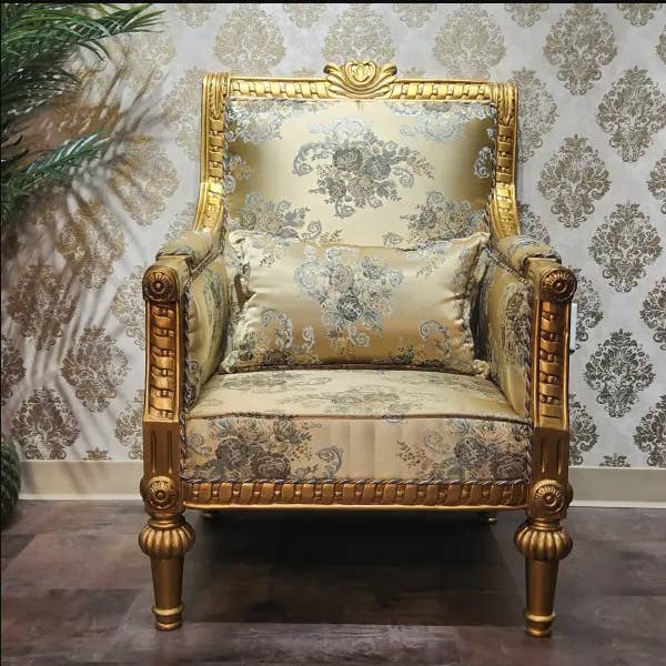 Royal Accent Chair Golden Color (Floor Model – ON SALE Sold for wholesale by Gulab Homes