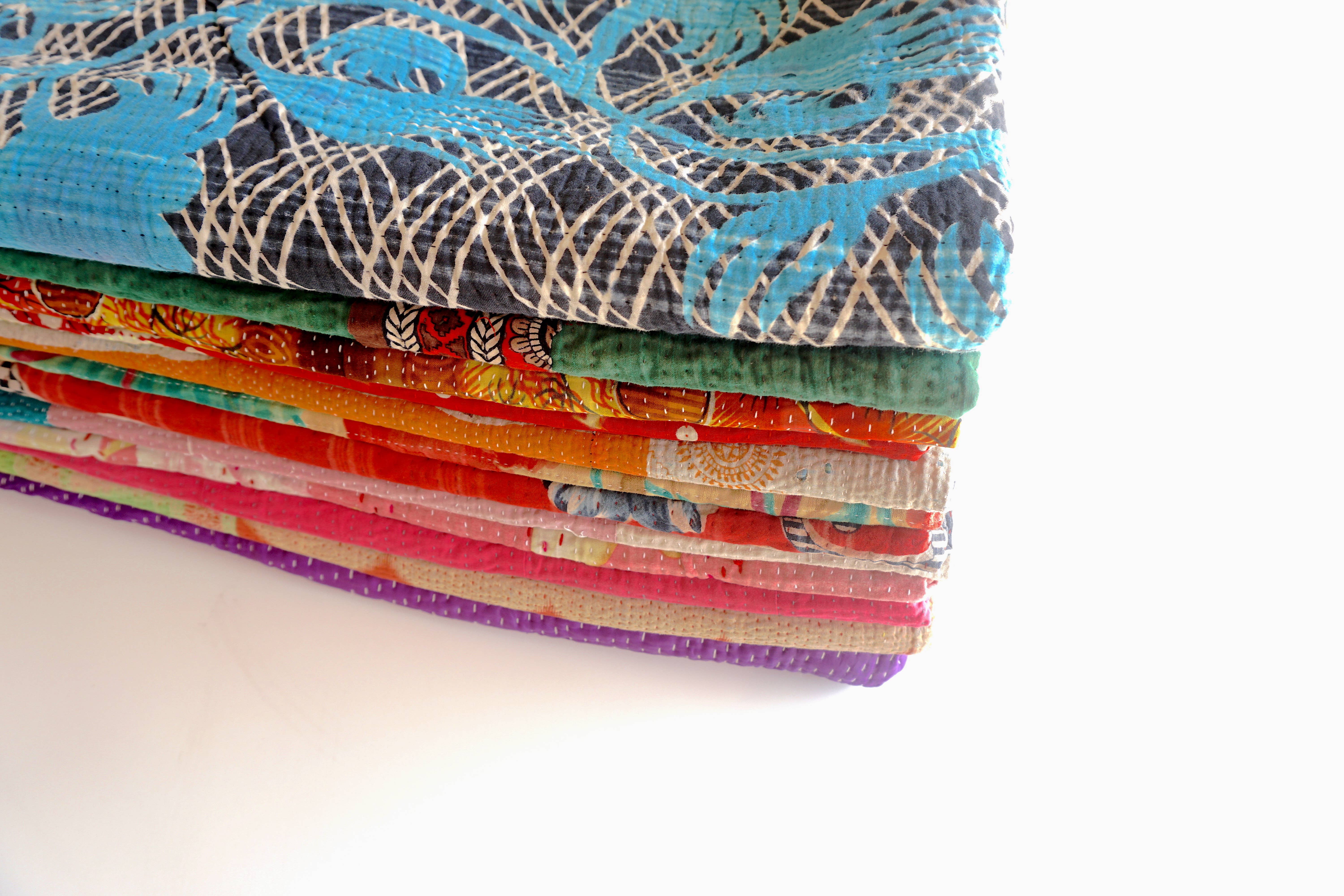 Vintage Addiction - Wholesale Quilt - One of A Kind/12PK Vintage Kantha Blanket Collection2