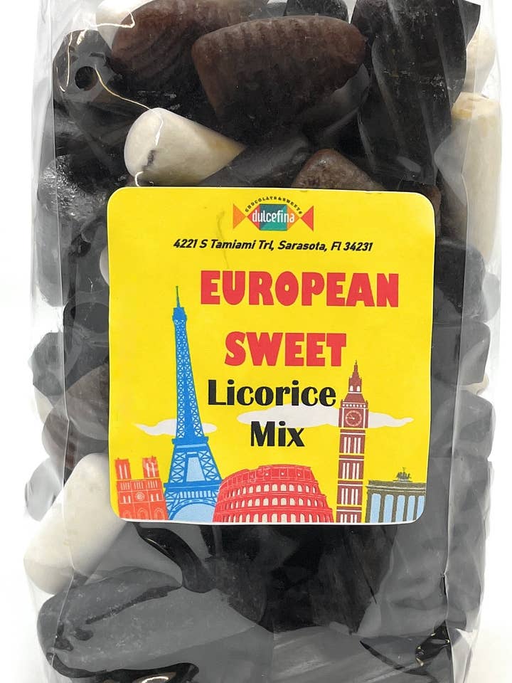 Mélange de réglisse douce européenne 10oz sachet pour la vente par Dulcefina Chocolate and Sweets