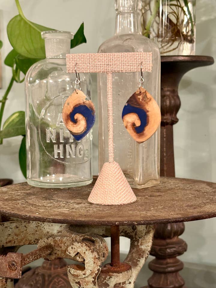 Medium- Wood & Resin - Blue for wholesale by Alchemy Jewelry