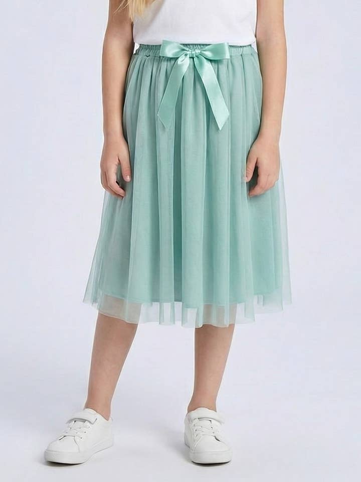 Jupe mi-longue en tulle à taille haute et élastiquée fille pour la vente par MINI MIGNON PARIS