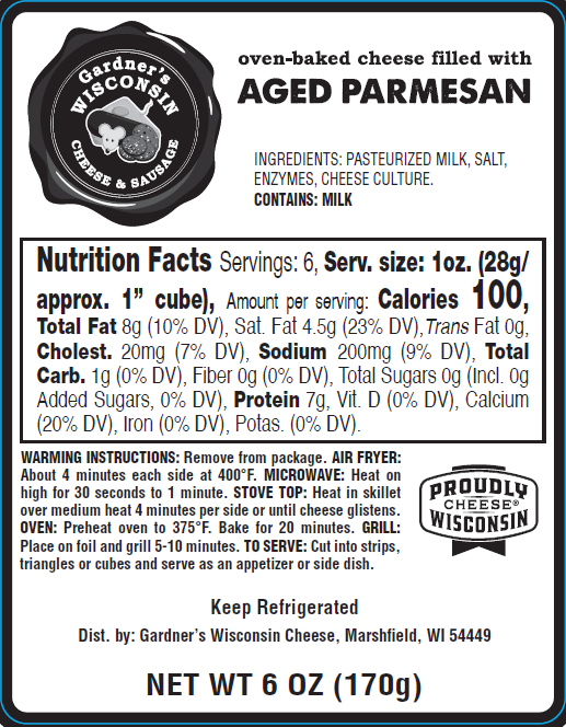Gardner's Wisconsin Cheese and Sausage - Wholesale Cheese - Oven-Baked Cheese filled with Aged Parmesan4