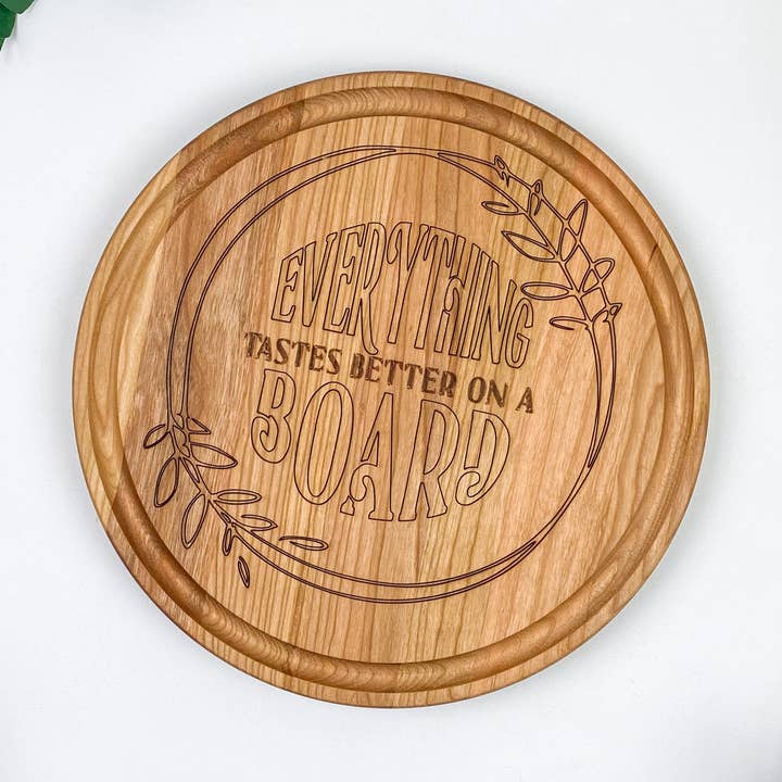 Round Cherry Serving Board - Customized Cutting Board for wholesale by Buzzee Boards USA