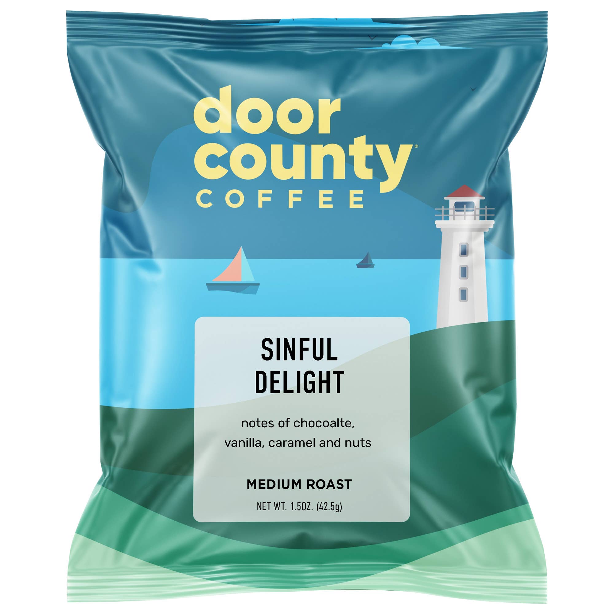 Door County Coffee - Wholesale Ground Coffee - Sinful Delight Flavored Coffee Medium Roast, 1.5oz, 6 pack2
