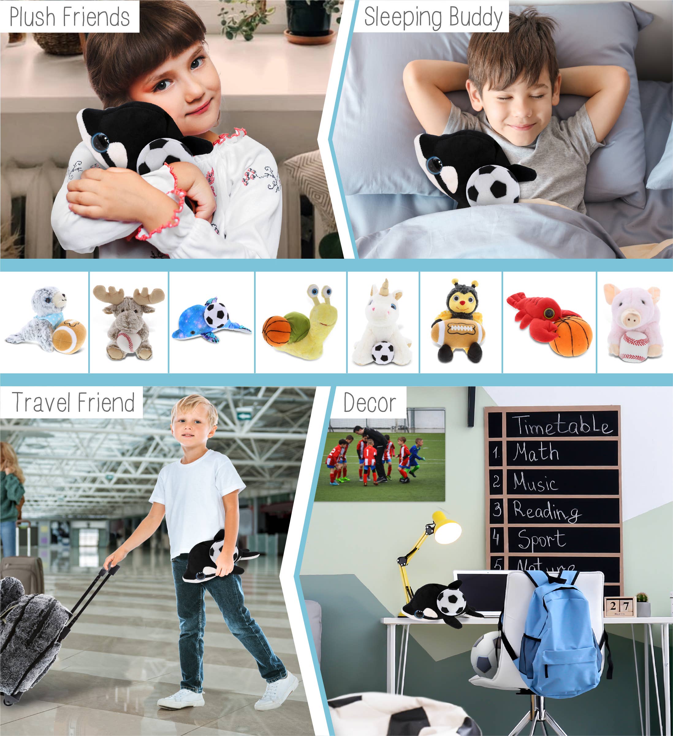 Cota Global - Wholesale Stuffed/Plush Toy - Kids & Baby - Plush Soccer Ball - Big Eye 6" Plush - Killer Whale3