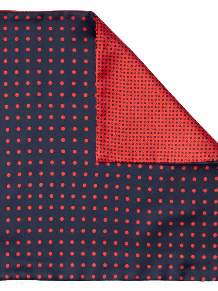 Double-Faced Blue Red Patterned Silk Pocket Square Red Blue POC634 for wholesale by Graffeo Cravatte