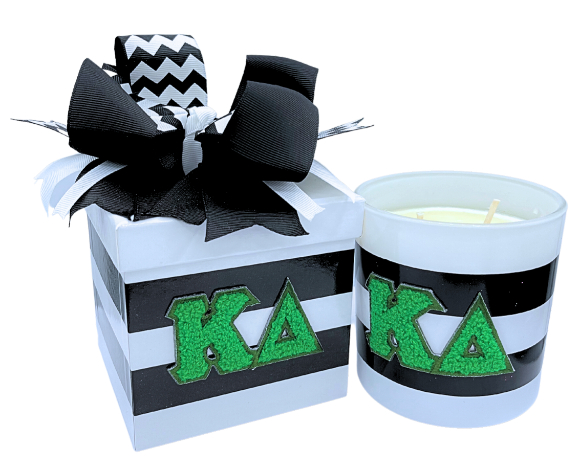 Color Shout – Engroshandel Glaslys – C201- Sorority græske bogstavlys med chenillemærke11