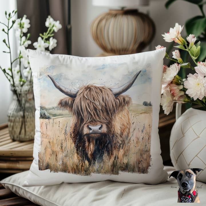 Storms Style – wholesale Throw/decorative pillow – Highland Cow Cushion - 4 designs3