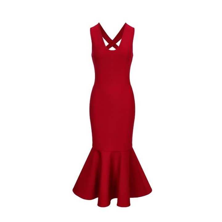 Sculpted Crossback Mermaid Dress for wholesale by DORCAS