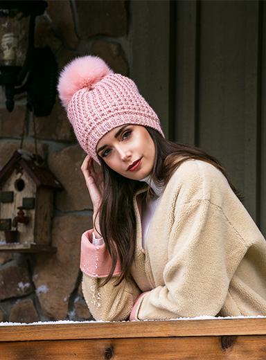 Kyi Kyi - Vendita all'ingrosso Berretto - Donna - Berretto slouchy classico con pompon in vera pelliccia di volpe - colori divertenti10