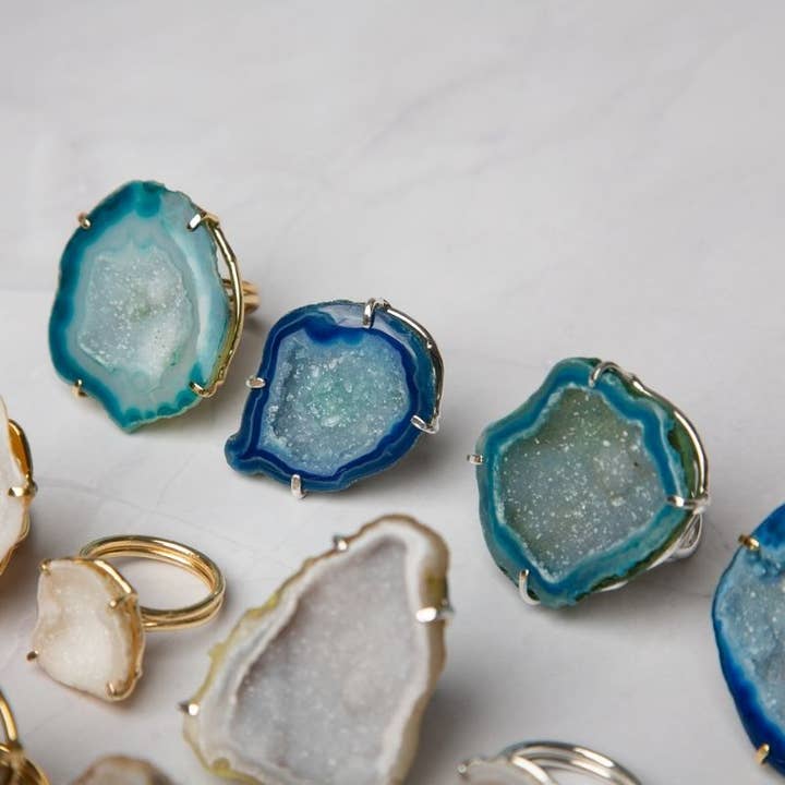 Blue Turquoise Geode Ring for wholesale by ACUS