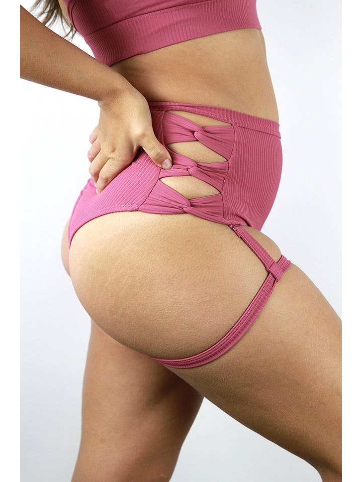 Sasha Mid Waist Garter Short - Dusty Pink for wholesale on Faire7